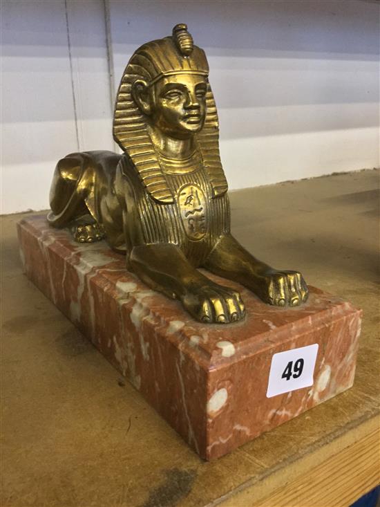 19th century French carved gilt metal sphinx